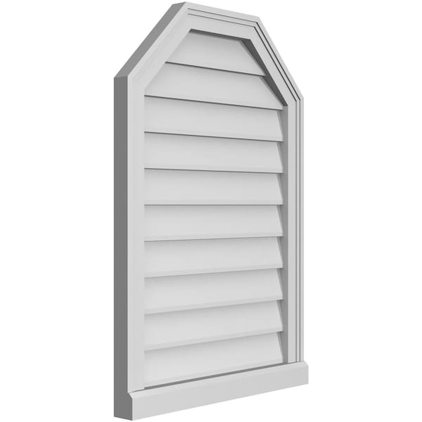 Octagonal Top Surface Mount PVC Gable Vent W/ 2W X 2P Brickmould Sill Frame, 22W X 32H